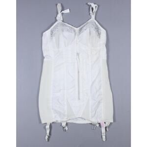 Vintage 40s 50s Sears Nuback shaper girdle corselette open bottom white sz 36C